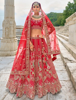 Exclusive red silk lehenga choli for wedding