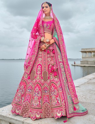 Pretty pink edding style silk lehenga choli