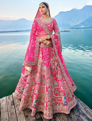 Premium wedding style silk pink lehenga choli