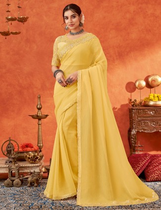 Treditional mustard yellow saree for haldi