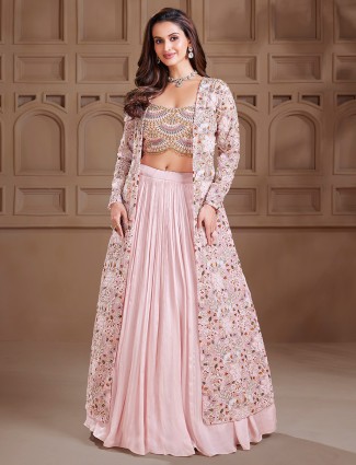 Classy onion pink laycra lahenga choli