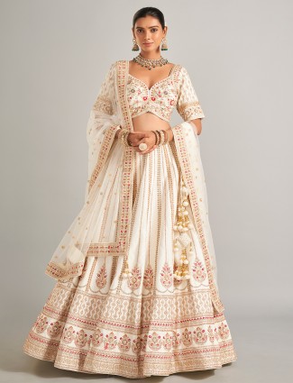 Ivory silk wedding wear lehenga choli