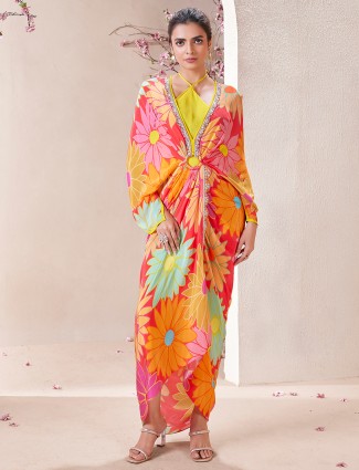 Multi color party wear silk indowestern