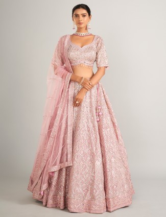 Newest net pink wedding wear lehenga choli