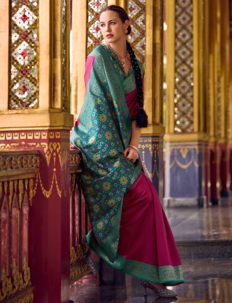 Latest wine silk saree for festive season