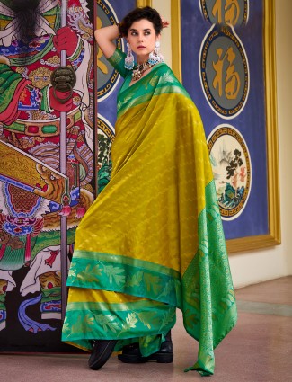 Light olive soft silk saree for festive season