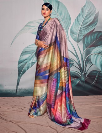 Gorgeus multicolor satin saree