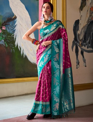 Rani hue soft silk saree 