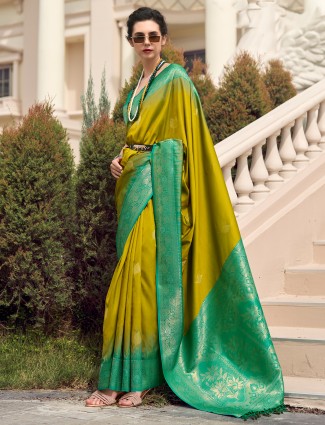Golden hue soft silk saree with unstitched blouse piece