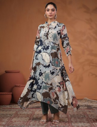Light blue silk sequinsed kurti dress