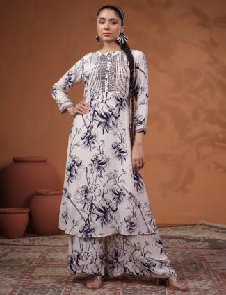 Light grey satin printed palazzo set