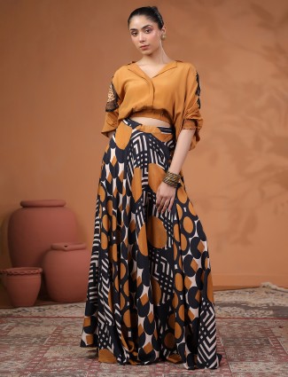 Black and peach satin casual co ord set