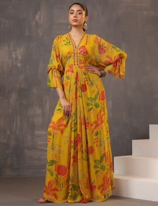 Muetard yellow floor length suit for haldi