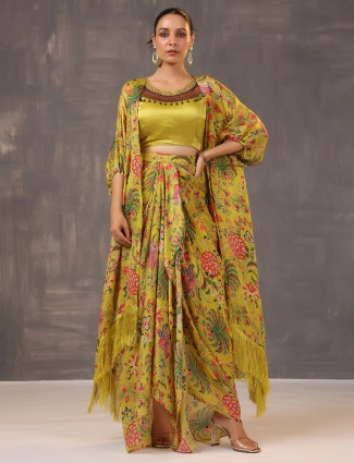 Pista yellow silk western style salwar dress