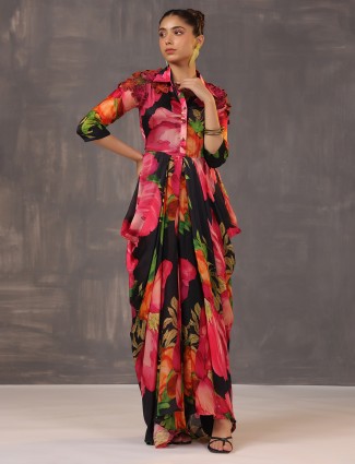 Black and pink western style designer salwar dress
