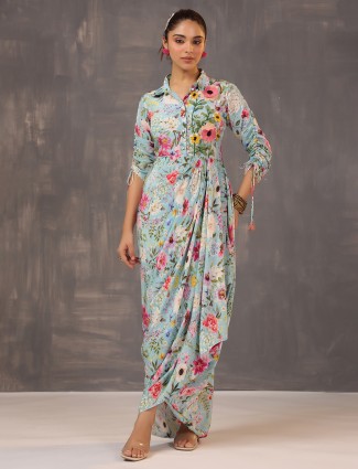 Light aqua Indo western salwar dress