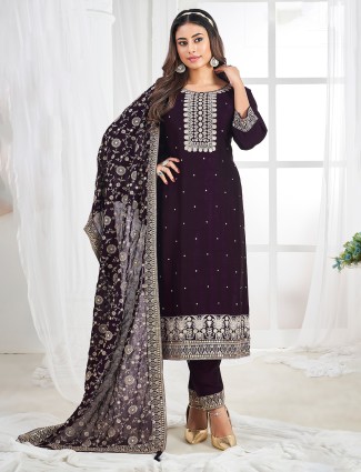 Onion pink silk palazzo suit with beads detailing