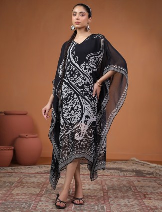 Black kaftan style georgette casual kurti