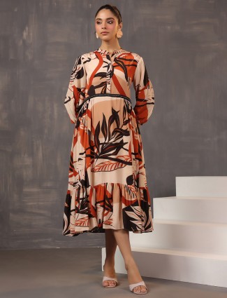 Beige cotton silk kurti with minimal stone work