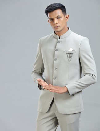 Grey jodhpuri suit in premium terry rayon
