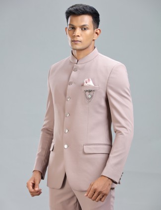 Peach jodhpuri suit in premium terry rayon