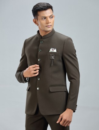 Green jodhpuri suit in premium terry rayon fabric