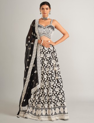 Black georgette lahenga choli for receptions