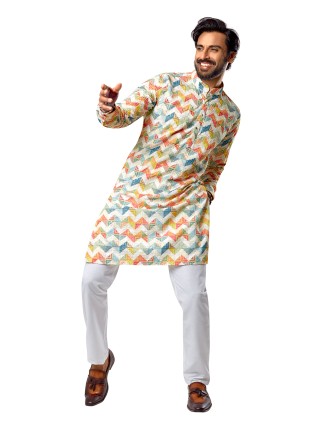 Amazing cotton multi color printed kurta suit