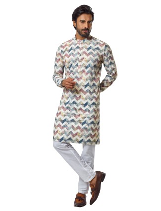 Elegant cotton multi color printed kurta suit