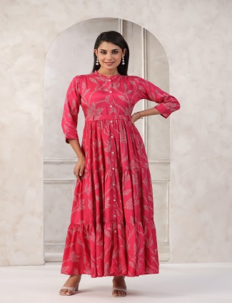 Beautiful red printed cotton kurti