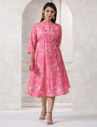 Cotton peach printed casual kurti