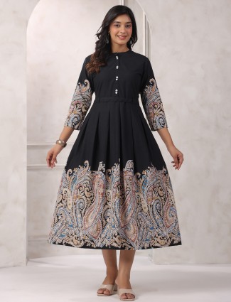 Stunning black cotton Printed kurti