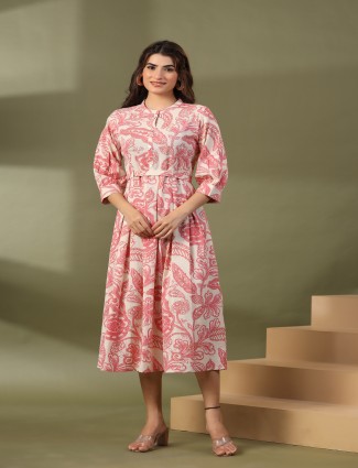 Amazing peach cotton printed kurti