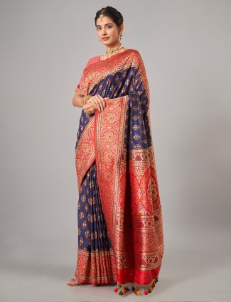 Stunning navy banarasi silk saree