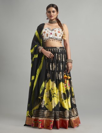 Beautiful black cotton silk chaniya choli