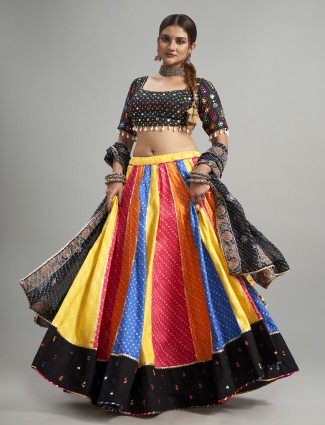 Black and yellow cotton silk chaniya choli