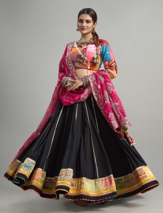 Smashing black cotton silk chaniya choli