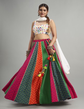 Multi color zig-zag printed chaniya choli