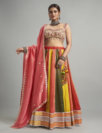 Peach cotton silk chaniya choli