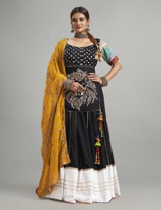 Black cotton silk chaniya choli for navratri