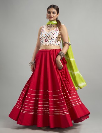 Latest red cotton silk lehenga choli