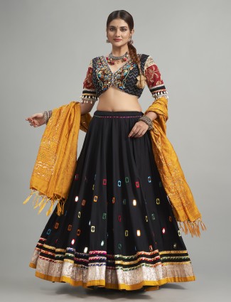 Cotton silk black chaniya choli