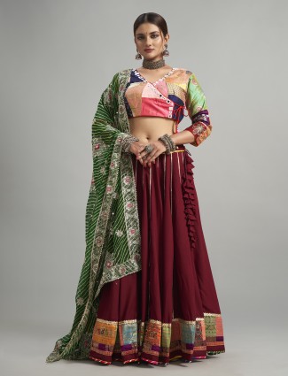 Newest brown cotton silk lehenga choli