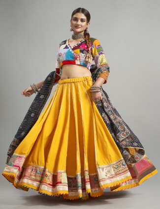 Glamarous mustard yellow chaniya choli with dupatta