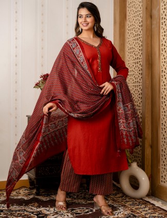 Stunning brown kurti set with dupatta