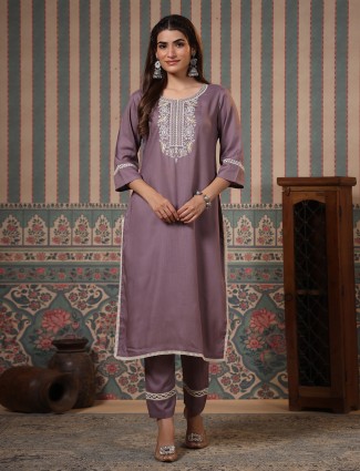 Stylish purple cotton kurti set