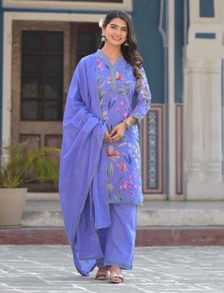 Gorgeous Lavender printed cotton kurti set