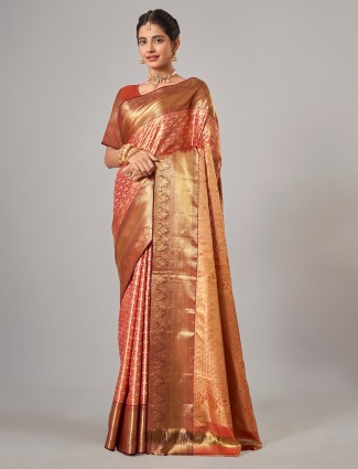 Brown kanjivarm silk wedding saree