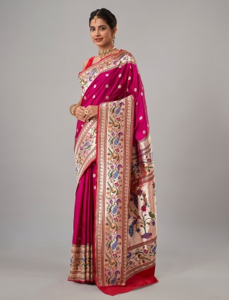 Latest magenta paithani silk saree