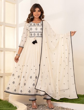 Beautiful cream cotton kurti set